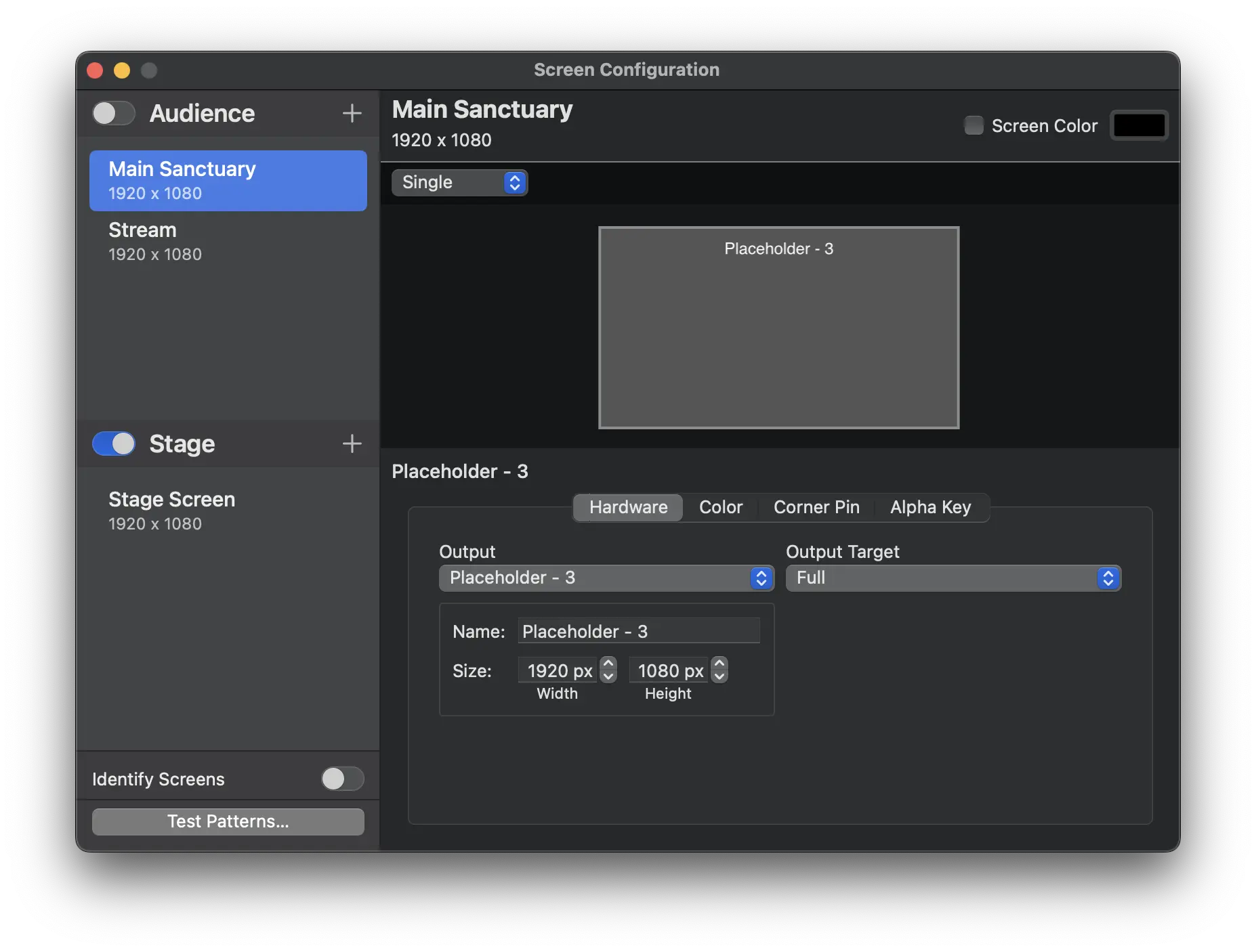 ProPresenter media playback setup used for a performance test