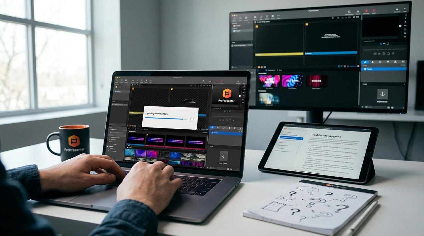 What should I do if ProPresenter never finishes its update?